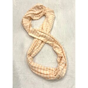 Yala Peach White Striped Infinity Scarf Bamboo Viscose Spandex Lightweight